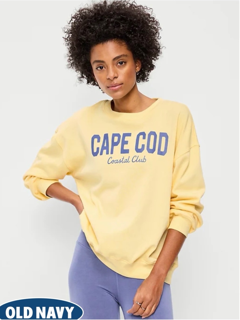 Old Navy Yellow Crewneck Sweatshirt with Blue Cape Cod Graphic
